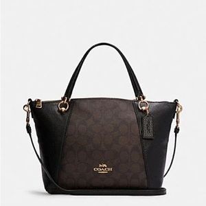 Kacey Satchel In Signature Canvas Gold/Brown Black